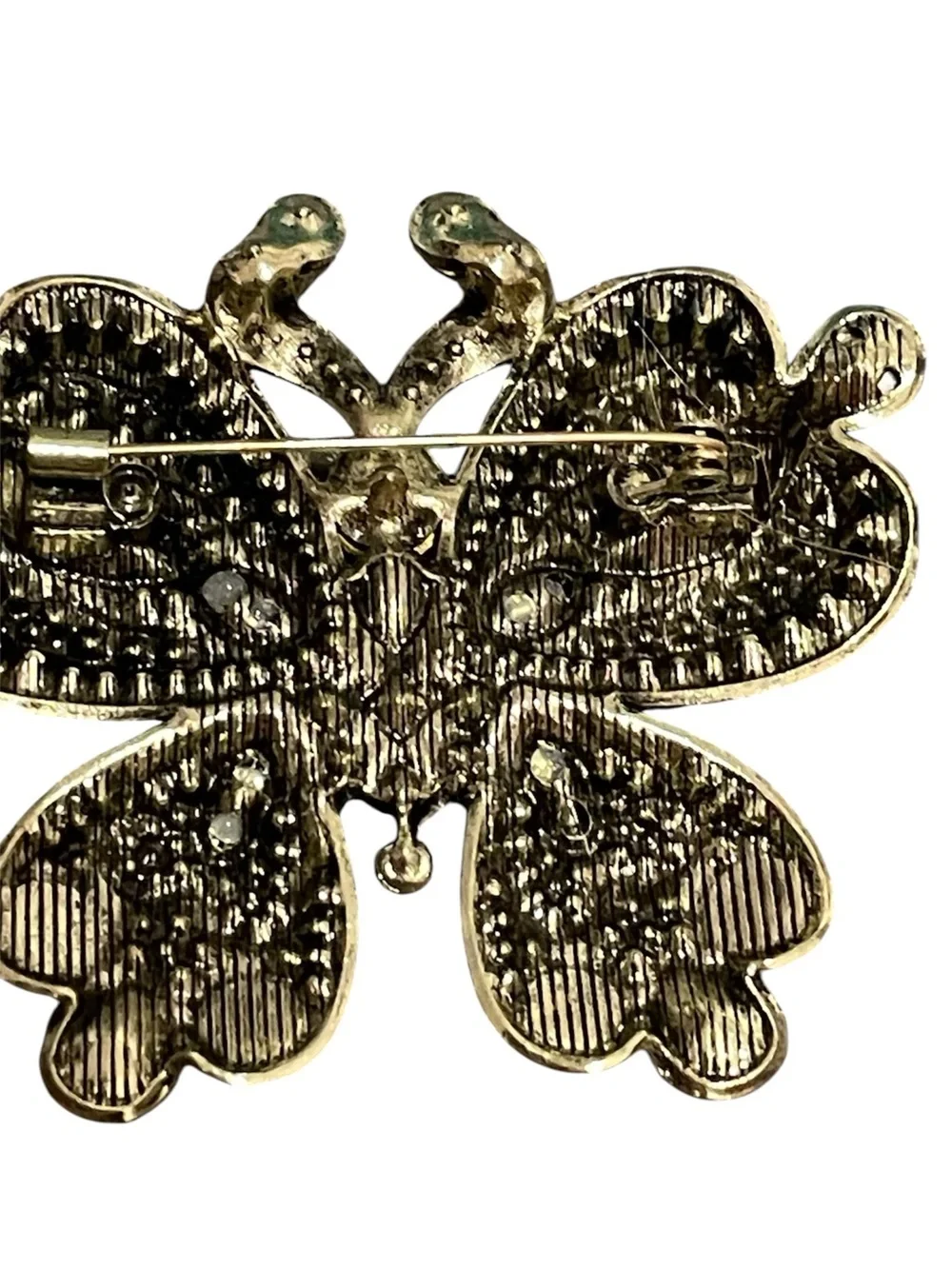 Multicolor Crystal Butterfly Brooch – Blue & Teal Accent